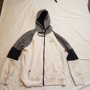 Hollister White Cotton Fleece Full Zip Hoodie - Sz Large (L)